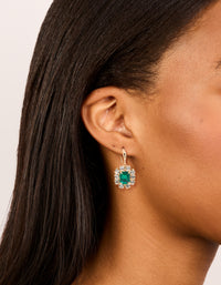 Gold Pink & Green Diamante Dainty Huggie Earrings 2-Pack - link has visual effect only