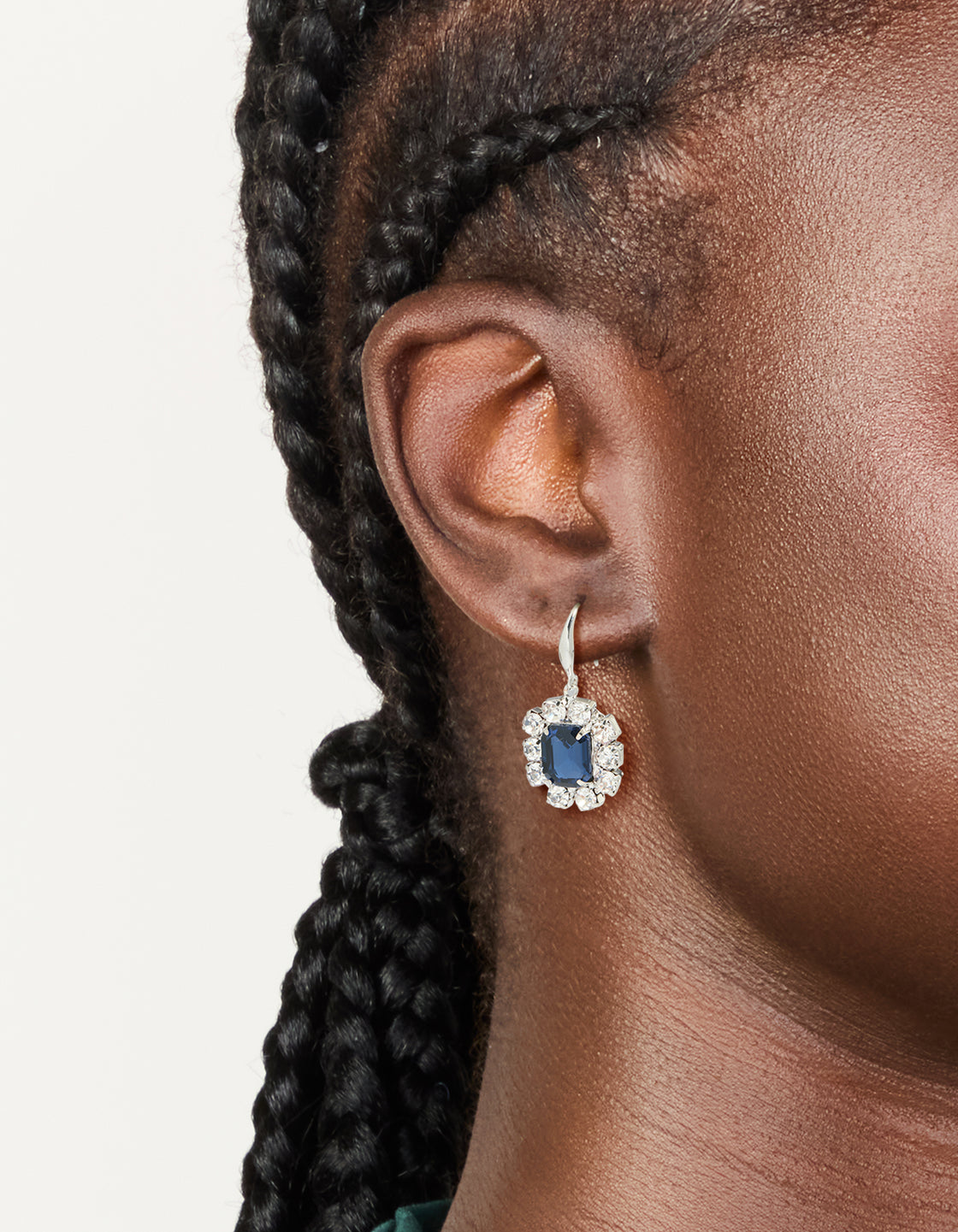 Silver Clear & Blue Diamante Hook Earrings 2- Pack
