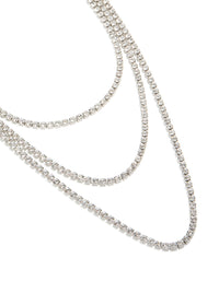 Silver Diamante Tennis Triple Layered Necklace - link has visual effect only