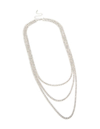 Silver Diamante Tennis Triple Layered Necklace - link has visual effect only