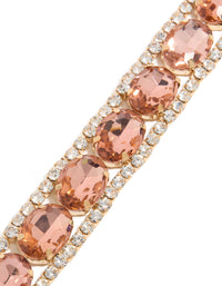 Silver Pink & Clear Diamantes Bracelet - link has visual effect only