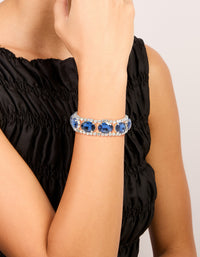 Silver Blue Large Diamantes Bracelet - link has visual effect only