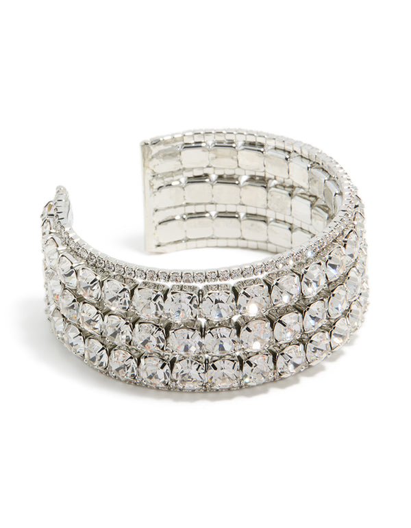 Silver Radiant Diamantes  Large Wrist Cuff