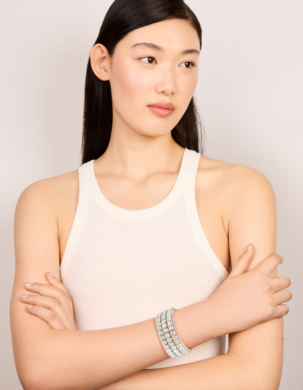 Silver Radiant Diamantes  Large Wrist Cuff
