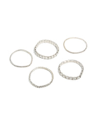 Silver Shimmer Diamante Stretch Bracelets 5-Pack - link has visual effect only