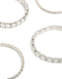 Silver Shimmer Diamante Stretch Bracelets 5-Pack - link has visual effect only
