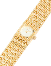 Gold Chunky Chain Bracelet Watch - link has visual effect only