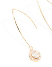 Gold Cubic Zirconia Dainty Circle Drop Earrings - link has visual effect only