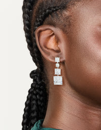 Silver Cubic Zirconia Square Drop Earrings - link has visual effect only