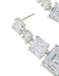 Silver Cubic Zirconia Square Drop Earrings - link has visual effect only