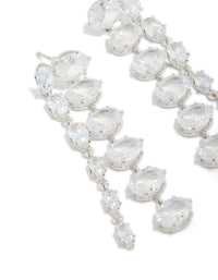 Silver Cubic Zirconia Oval Layered Drop Earrings - link has visual effect only