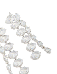 Silver Cubic Zirconia Oval Layered Drop Earrings - link has visual effect only