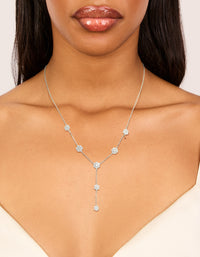 Silver Cubic Zirconia Mini Floral Y Necklace - link has visual effect only