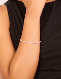 Gold Pink Cubic Zirconia Dainty Tennis Bracelet - link has visual effect only