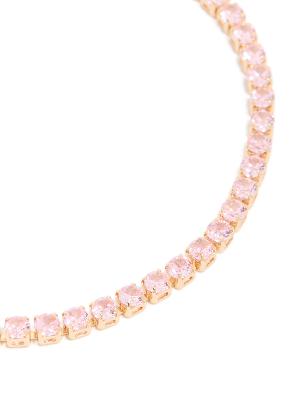 Gold Pink Cubic Zirconia Dainty Tennis Bracelet