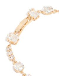 Gold Rectangle & Circle Cubic Zirconia Tennis Bracelet - link has visual effect only