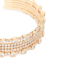 Gold Mini Bezel Set Cubic Zirconia Wrist Cuff - link has visual effect only