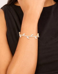 Gold Cubic Zirconia Marquise Vine Toggle Bracelet - link has visual effect only