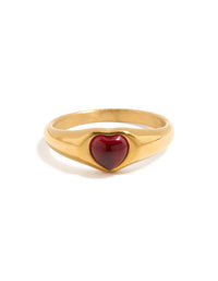 Waterproof Gold Plated Stainless Steel Petite Heart Ring - link has visual effect only