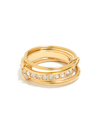 Waterproof Gold Plated Stainless Steel Cubic Zirconia Mini Loop Stacking Ring - link has visual effect only