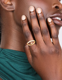 Gold Plated Cubic Zirconia Split Charm Ring - link has visual effect only