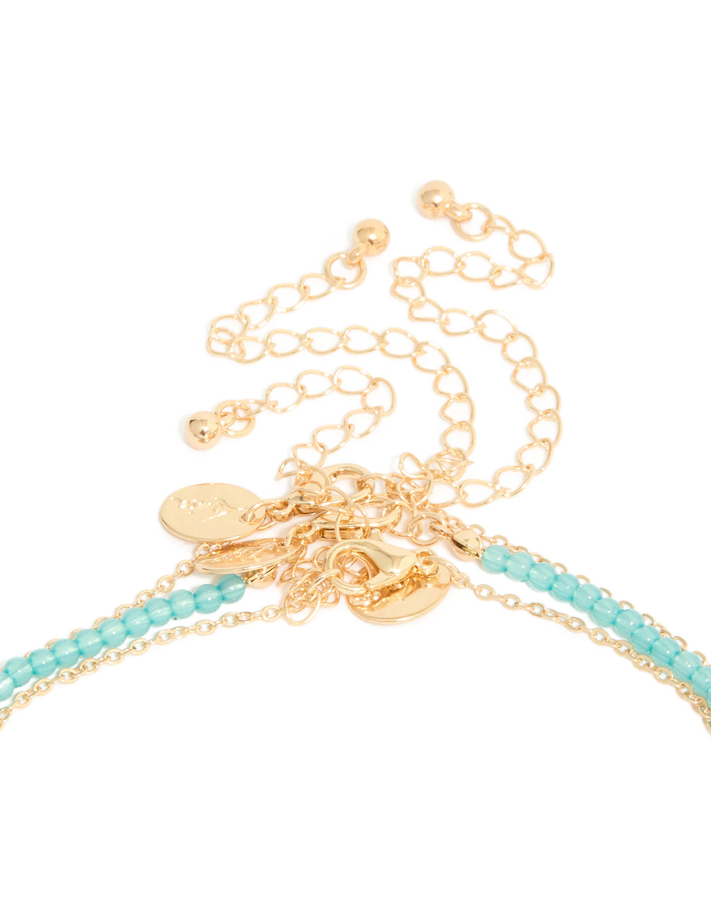 Gold Blue Beaded Shell & Starfish Layered Y-Necklace
