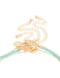 Gold Blue Beaded Shell & Starfish Layered Y-Necklace - link has visual effect only