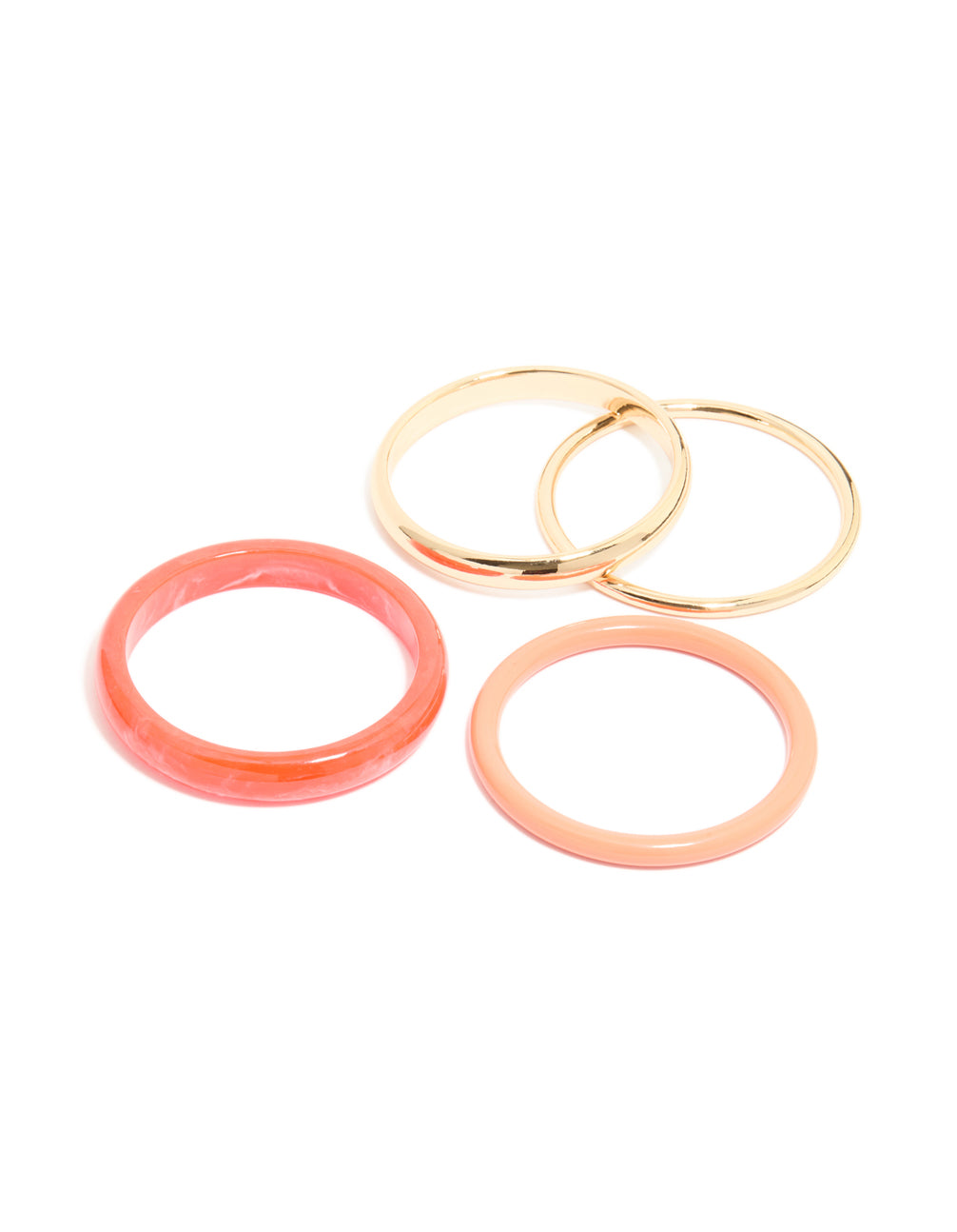 Coral Acrylic Marble Thin Bangles 4-Pack
