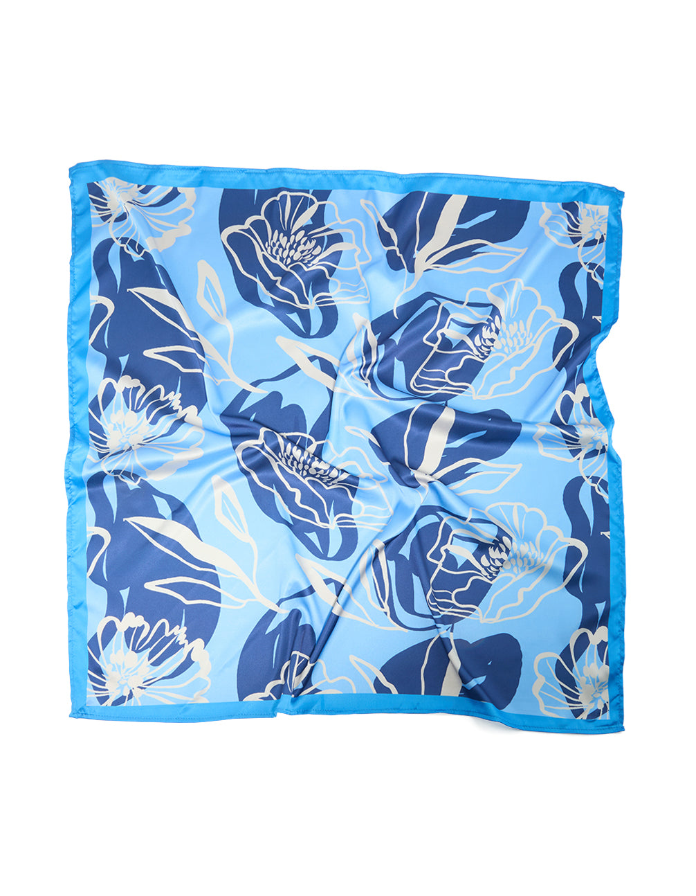 Dark Blue Fabric & Grey Flower Outline Scarf