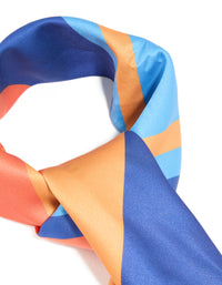 Dark Blue & Orange Fabric Uneven Stripe Scarf - link has visual effect only