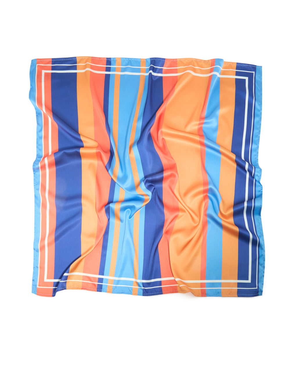 Dark Blue & Orange Fabric Uneven Stripe Scarf