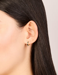 Gold Plated Sterling Silver Cubic Zirconia & Black  Enamel Huggie Earrings - link has visual effect only