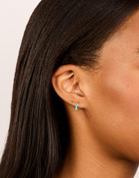 Gold Plated Sterling Silver Light Blue Enamel Huggie Earrings - link has visual effect only