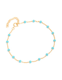 Gold Plated Sterling Silver Blue  Enamel Station Beaded Bracelet - link has visual effect only