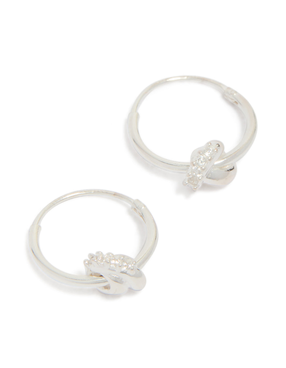 Sterling Silver Cubic Zirconia Knotted Hoop Earrings