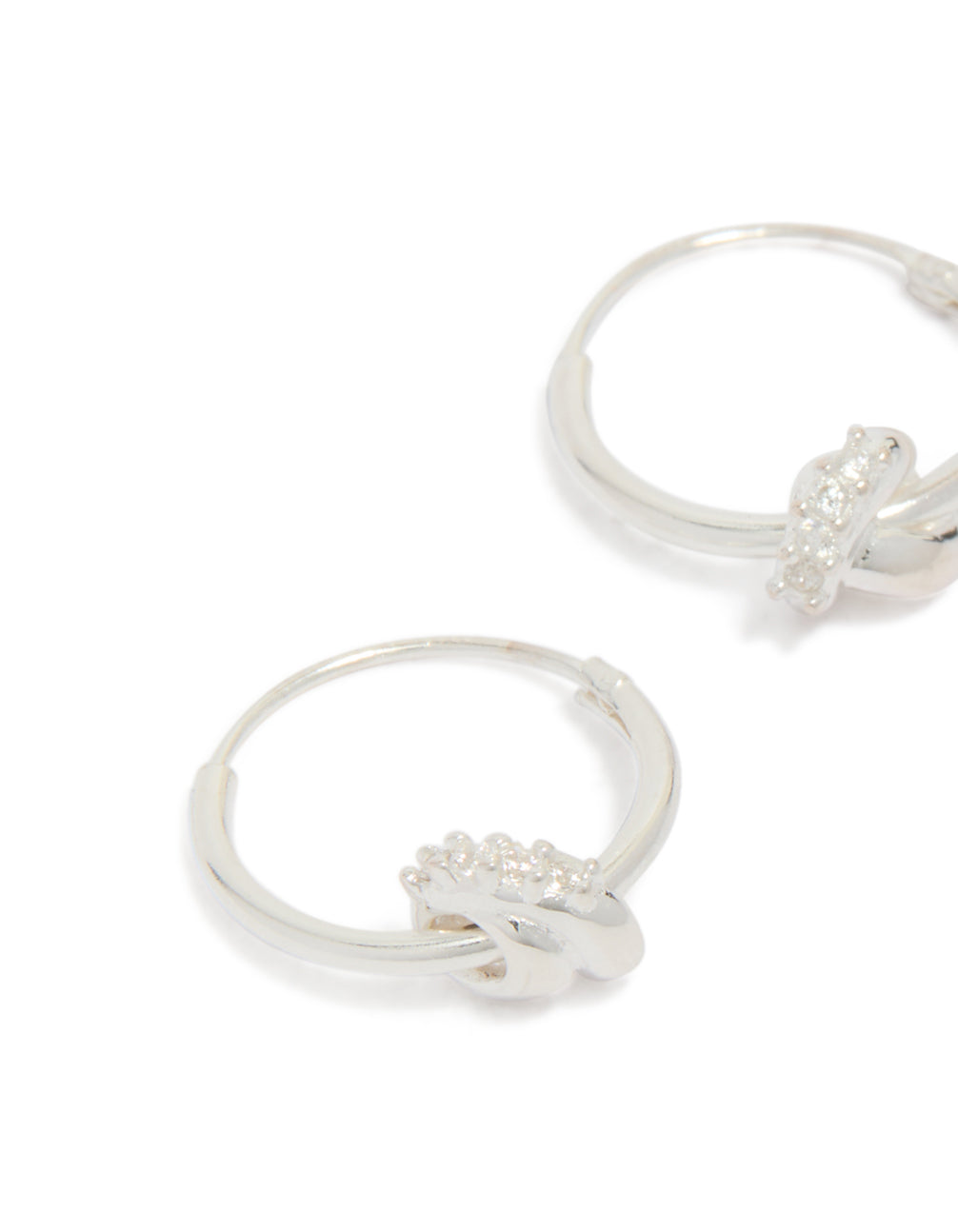 Sterling Silver Cubic Zirconia Knotted Hoop Earrings