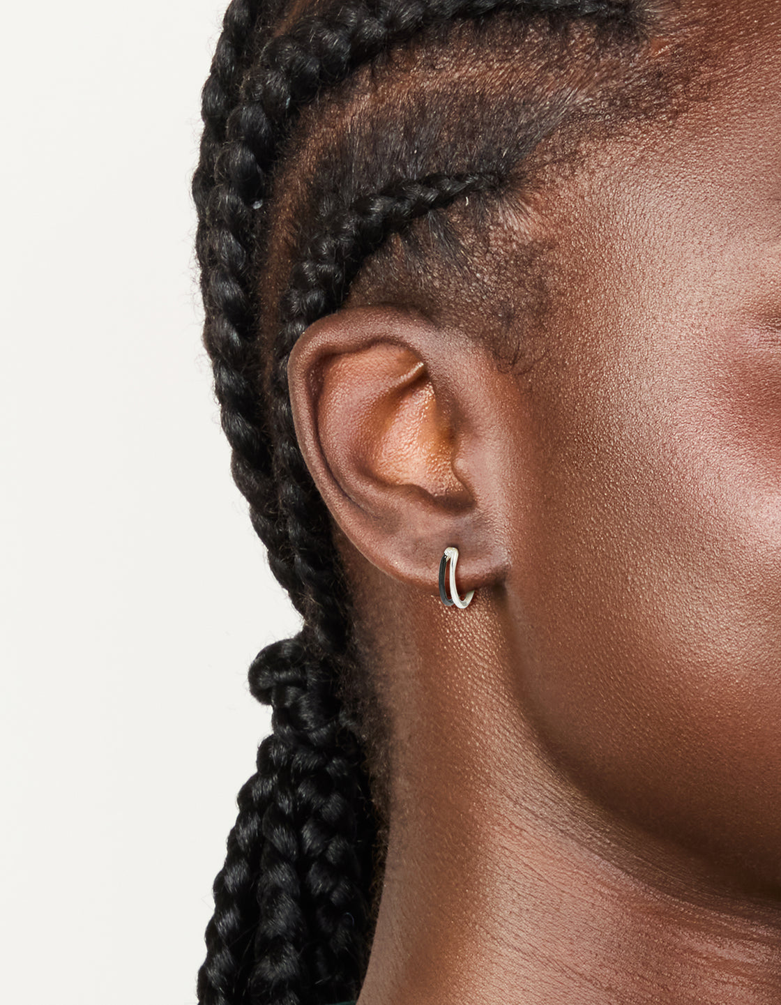 Sterling Silver Black Enamel Double Hoop Earrings