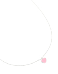 Sterling Silver Pink Enamel Heart Pendant Necklace - link has visual effect only