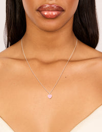 Sterling Silver Pink Enamel Heart Pendant Necklace - link has visual effect only