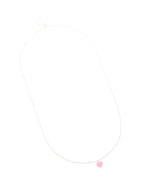 Sterling Silver Pink Enamel Heart Pendant Necklace - link has visual effect only