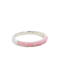 Featuring sterling silver pink enamel ring in light pink side detail view - link has visual effect only