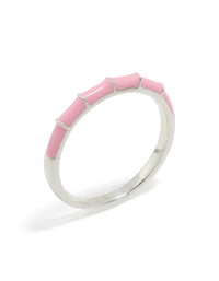 Designed with sterling silver and pink enamel in light pink close up view - link has visual effect only