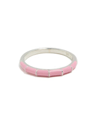 A sterling silver pink enamel ring in light pink front view - link has visual effect only