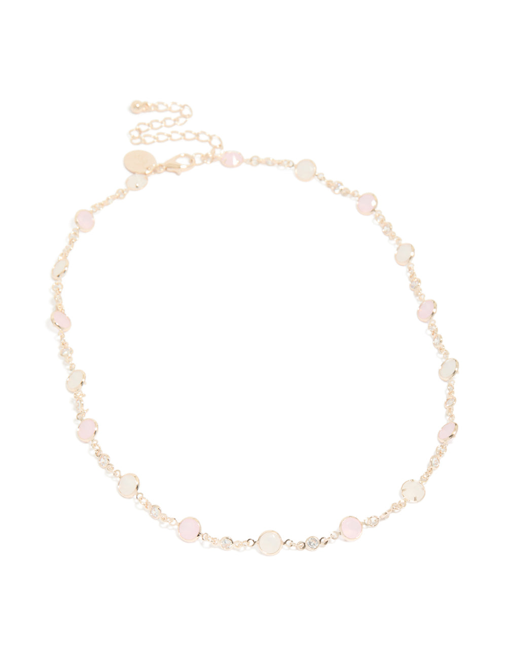Rose Gold Plated Cubic Zirconia Circle Charms Necklace