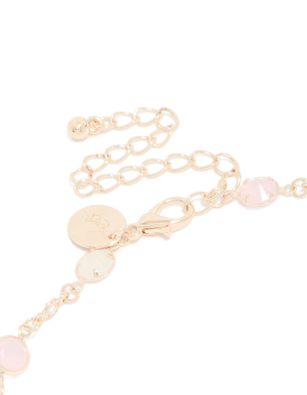 Rose Gold Plated Cubic Zirconia Circle Charms Necklace