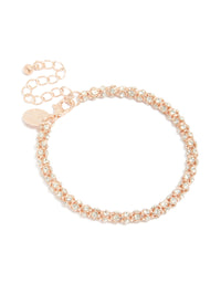 Showcasing a rose gold plated diamante fireball bracelet front view - link has visual effect only