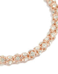 Designed beautifully is this rose gold plated diamante fireball bracelet close up view - link has visual effect only