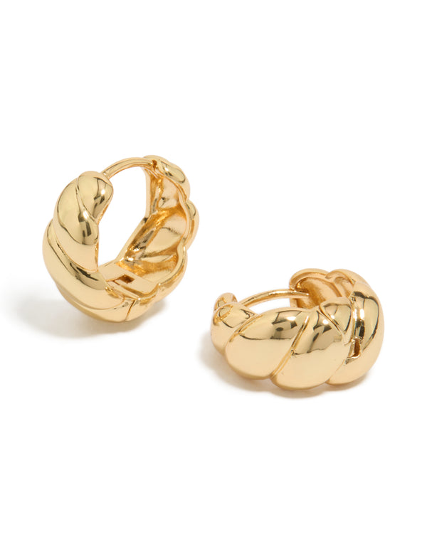 Gold Plated Brass Croissant Hoop Earrings