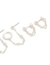 Silver Plated Brass Chain & Stud Earrings 4-Pack - link has visual effect only