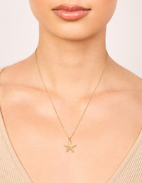 Gold Plated Brass Pavé Cubic Zirconia Starfish Pendant Necklace - link has visual effect only